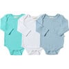 Baby Tellico 3-Quarter Sleeve Triple Pack Onesies, Aqua, White & Blue (Pack Of 3) - Onesies - 1 - thumbnail