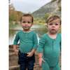 Baby Aynor Rib Long Sleeve Henley Onesie, Turquoise - Onesies - 4