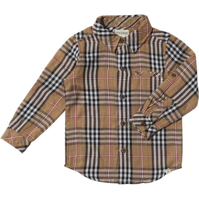 Atwood Woven Long Sleeve Shirt, Brown & Black & Red Plaid