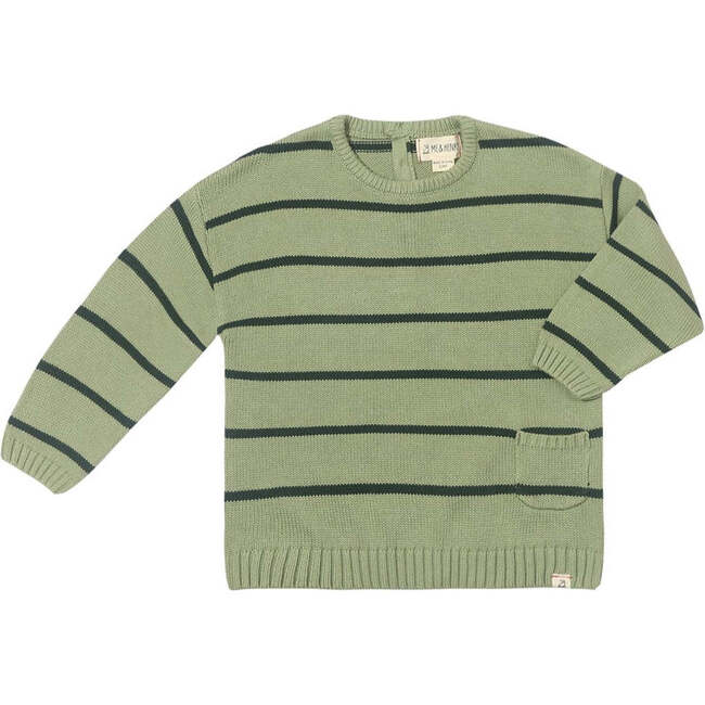 Arnold Striped Ribbed Crew Neck Sweater, Sage