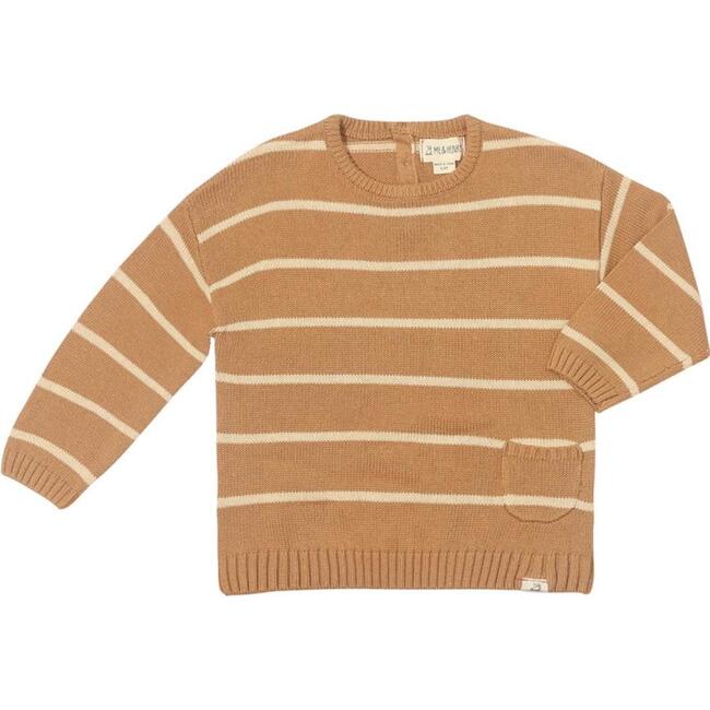 Arnold Striped Ribbed Crew Neck Sweater, Beige