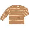 Arnold Striped Ribbed Crew Neck Sweater, Beige - Sweaters - 1 - thumbnail