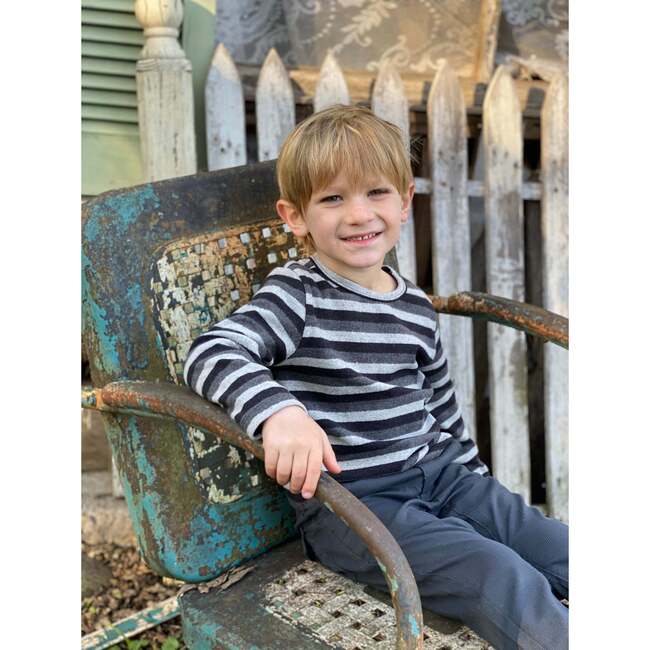 Alcoa Round Neck Long Sleeve Tee, Blue & Grey Stripe - T-Shirts - 2