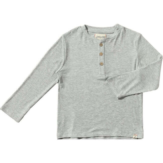 Adams Ribbed Long Sleeve Henley Shirt, Grey