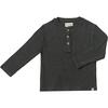 Adams Ribbed Long Sleeve Henley Shirt, Charcoal - Shirts - 1 - thumbnail