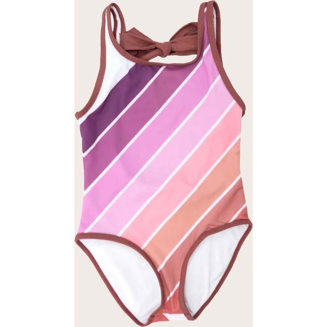 Scoop Neck One-Piece Swimsuit, Purple Sands Rainbow