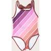 Scoop Neck One-Piece Swimsuit, Purple Sands Rainbow - One Pieces - 1 - thumbnail