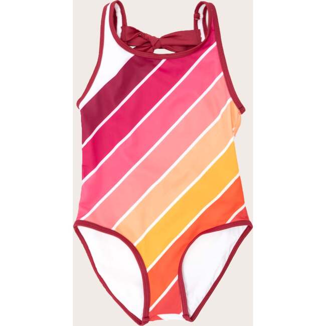 Scoop Neck One-Piece Swimsuit, Sunset Beach Rainbow