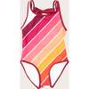 Scoop Neck One-Piece Swimsuit, Sunset Beach Rainbow - One Pieces - 1 - thumbnail