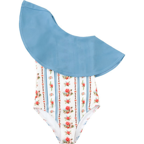 Ruffle One Shoulder One-Piece Swimsuit, Primrose - One Pieces - 1