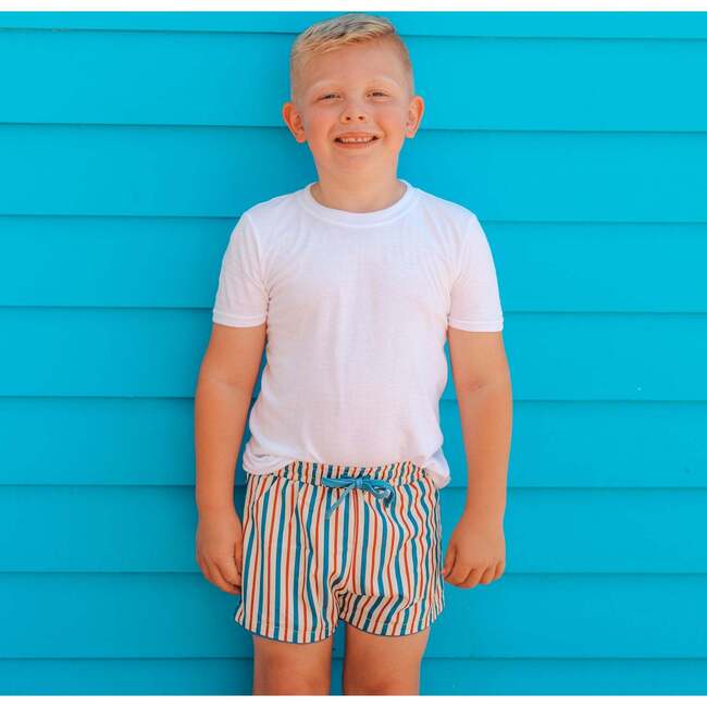 Boy's Swim Shorts, Americana Stripes - Swim Trunks - 2