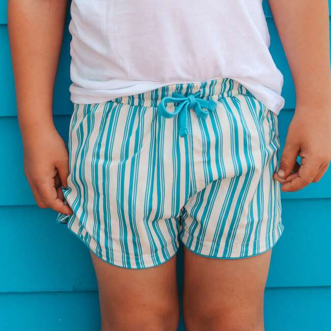 Boy's Swim Shorts, Blue Stripe - Swim Trunks - 2