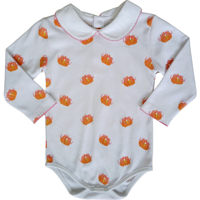 Pretty Pumpkins Pima Onesie, White and Orange