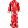 Women's Kathryn Collared V-Nick Tie Caftan, Scarlet Tiger - Dresses - 1 - thumbnail