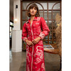 Women's Kathryn Collared V-Nick Tie Caftan, Scarlet Tiger - Dresses - 2