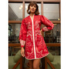 Women's Jenny V-Neck 3-Quarter Sleeve Dress, Scarlet Tiger - Dresses - 2