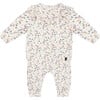 Flowers Print Organic Cotton Top & Pants Set, Cream - Mixed Apparel Set - 1 - thumbnail