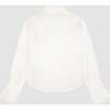 Simona Pointed Collar Long Sleeve Top, White Poplin - Blouses - 2