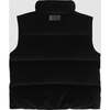 Puffer Velvet Sleeveless Front Button Pocket Vest, Black - Vests - 2