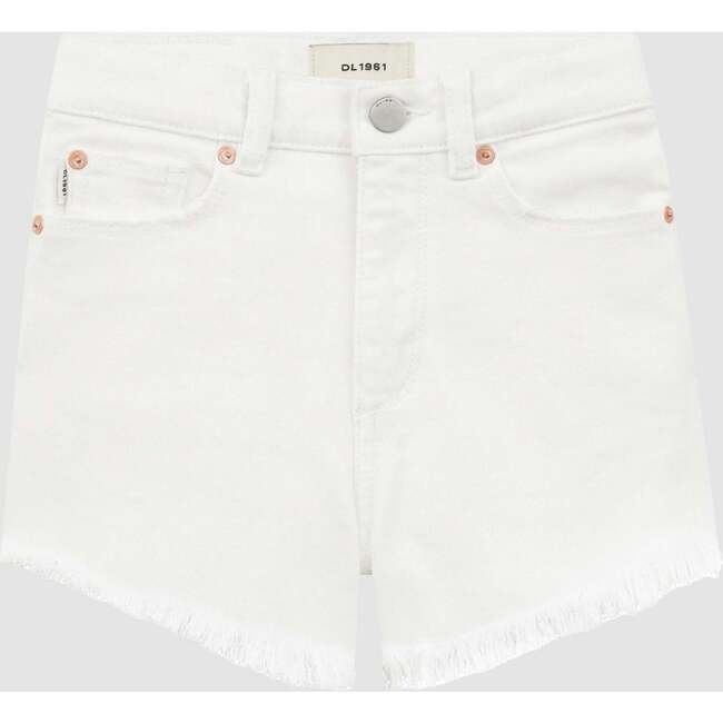 Lucy High Rise Cut Off Shorts, White Frayed