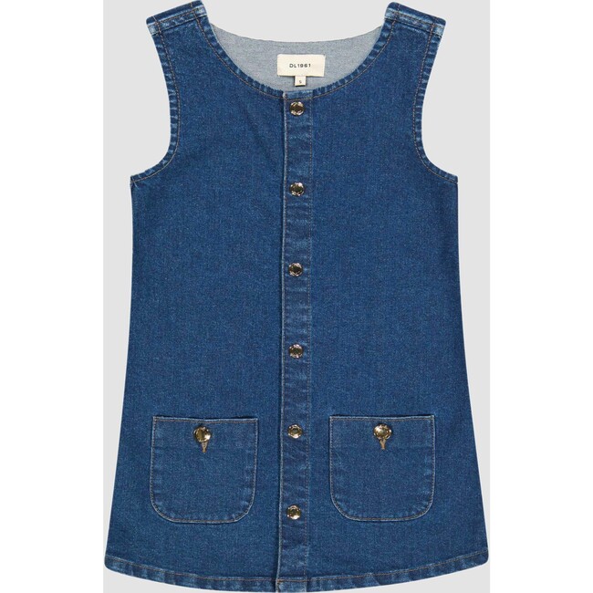 Hana Denim Sleeveless Front Pocket Pinafore Dress, Capetown