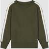 Gabe Ribbed Trim Crew Neck Long Sleeve Sweatshirt, Olive Stripe - Sweatshirts - 1 - thumbnail