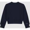 Edie Crew Neck Long Sleeve Cropped Sweatshirt, Marine - Sweatshirts - 1 - thumbnail