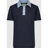 Classic Short Sleeve Button Polo Shirt, Marine - Polo Shirts - 1 - thumbnail