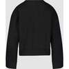 Edie Crew Neck Long Sleeve Cropped Sweatshirt, Black - Sweatshirts - 2