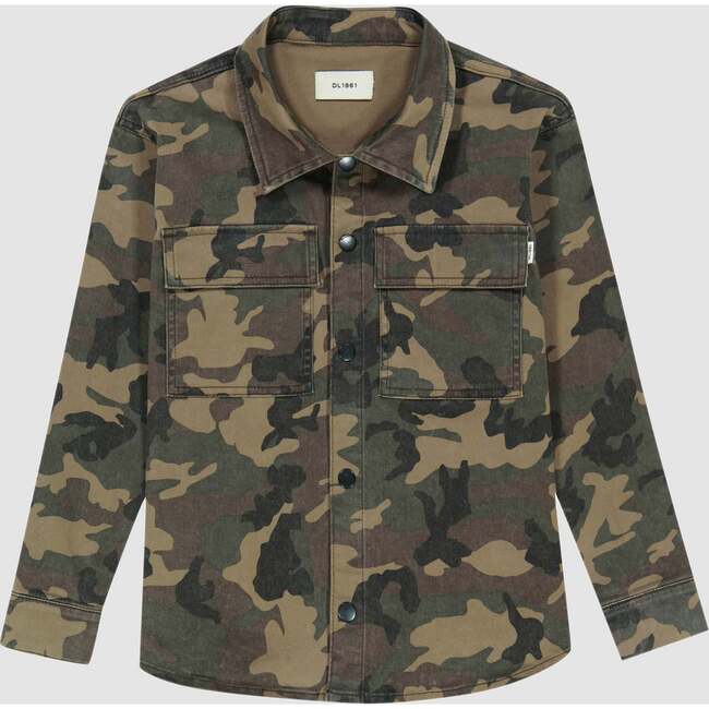 Ash Pointed Collar Long Sleeve Pocket Shirt, Camoflauge