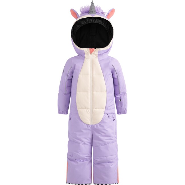 Unido Lila Unicorn Adjustable Hood Waterproof Zipper Snowsuit, Violet