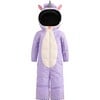 Unido Lila Unicorn Adjustable Hood Waterproof Zipper Snowsuit, Violet - Snowsuits - 1 - thumbnail