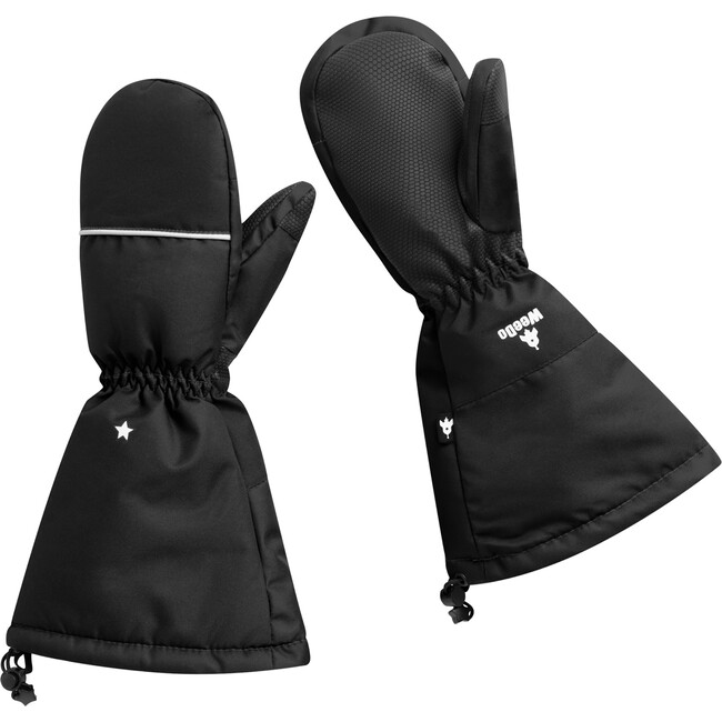 Univers Elastic Long Cuff Mittens, Black