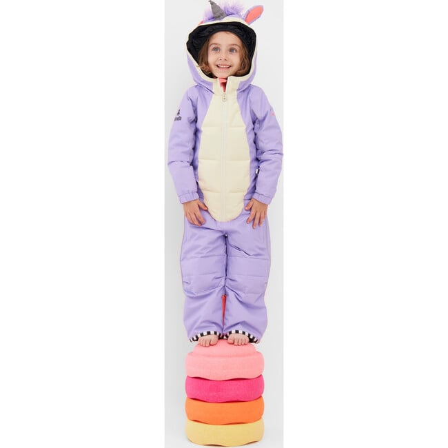 Unido Lila Unicorn Adjustable Hood Waterproof Zipper Snowsuit, Violet - Snowsuits - 2