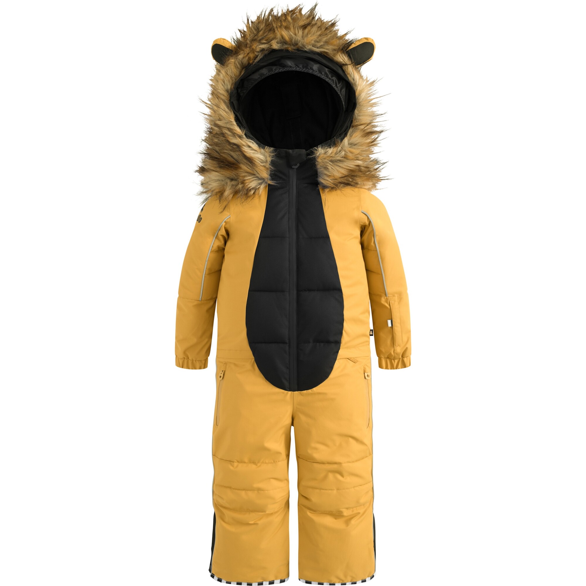 Liodo Lion Adjustable Hood Waterproof Zipper Snowsuit, Golden Brown - Snowsuits - 1