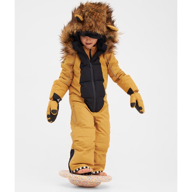 Liodo Lion Adjustable Hood Waterproof Zipper Snowsuit, Golden Brown - Snowsuits - 7