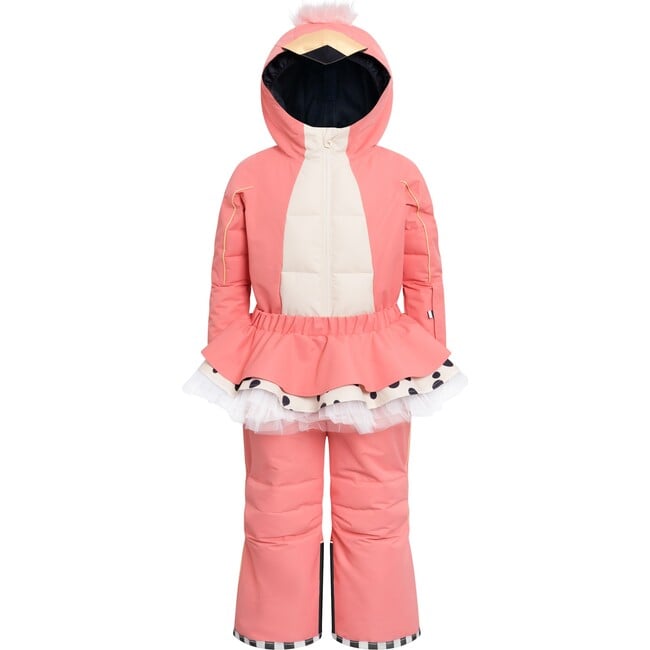 Flamingdo Adjustable Hood Waterproof Zipper Snowsuit, Peachy Pink