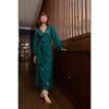 Women's Tristan V-Neck 3-Quarter Sleeve Midi Dress, Emerald Grid - Dresses - 3