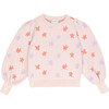 Stars Heart Motif Crew Neck Dropped Shoulder Sweater, Pink - Sweaters - 1 - thumbnail