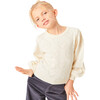 Duna Heart Crew Neck Long Puff Sleeve Sweater, Ecru - Sweaters - 2