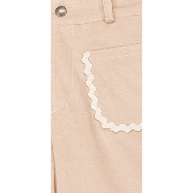 Bianca Corduroy Wavy Ribbon Wide Leg Pant, Beige - Pants - 3