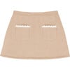 Marina Rib Knit Lace Trim A-Line Skirt, Beige - Skirts - 1 - thumbnail