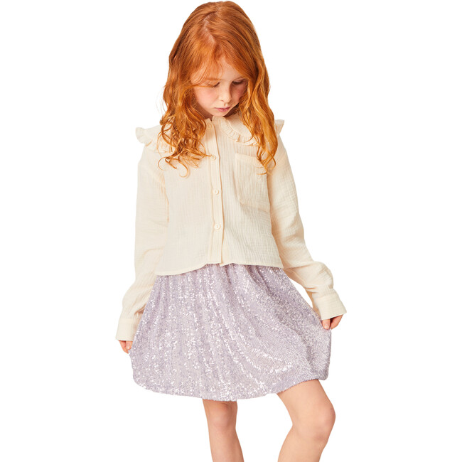 Ada Luminous Sequin A-Line Skirt, Pastel Purple - Skirts - 2