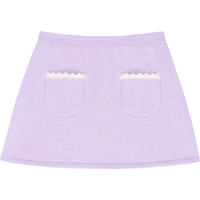 Marina Rib Knit Lace Trim A-Line Skirt, Mauve