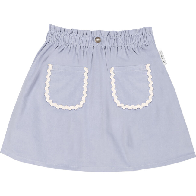 Carine Corduroy Wavy Rib Trim Mini Skirt, Light Blue - Skirts - 2