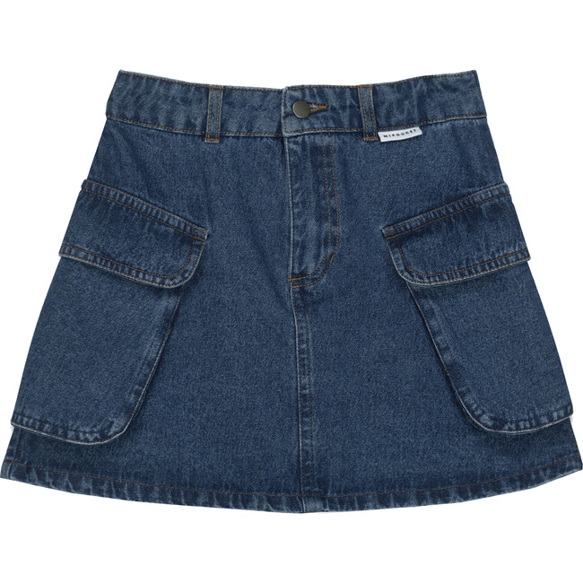 Ona Cargo 2-Flap Pocket Mini Skirt, Blue