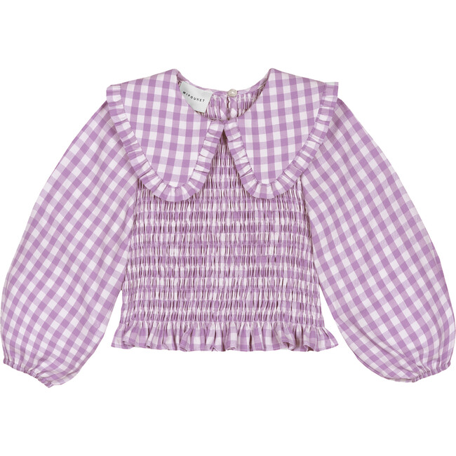 Mafalda Vichy Oversized Collar Long Sleeve Blouse, Mauve