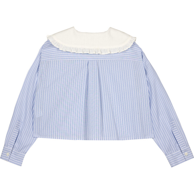 Camille Popelin Oversized Collar Long Sleeve Blouse, Blue - Blouses - 2