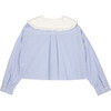 Camille Popelin Oversized Collar Long Sleeve Blouse, Blue - Blouses - 2