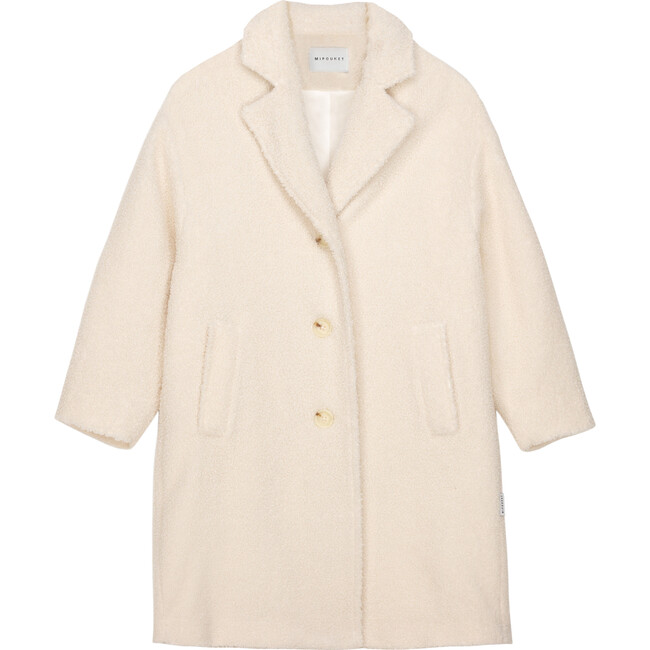 Ada Teddy Point Lapel Long Coat, Beige